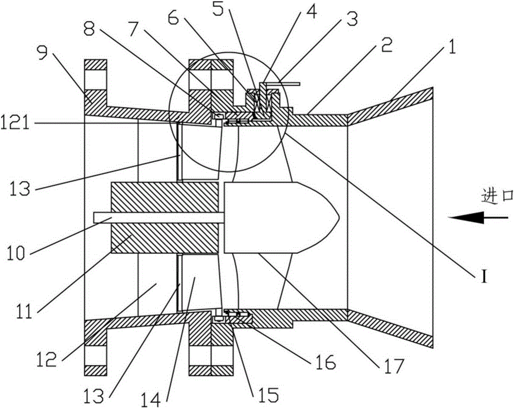 Tubular flow pump with partially adjustable guide vane body