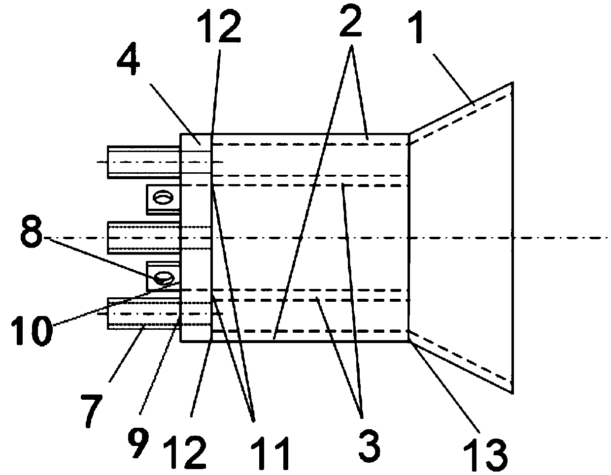 Single-tube type concrete spray device capable of preventing rebound