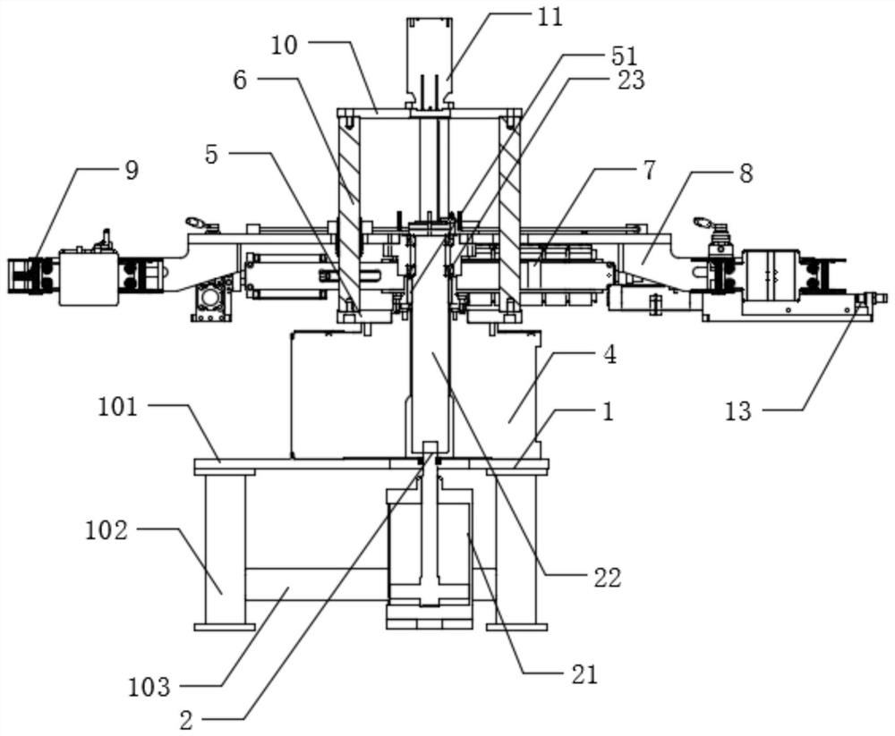 Rotary jacking four-position precision turntable of cast-weld machine