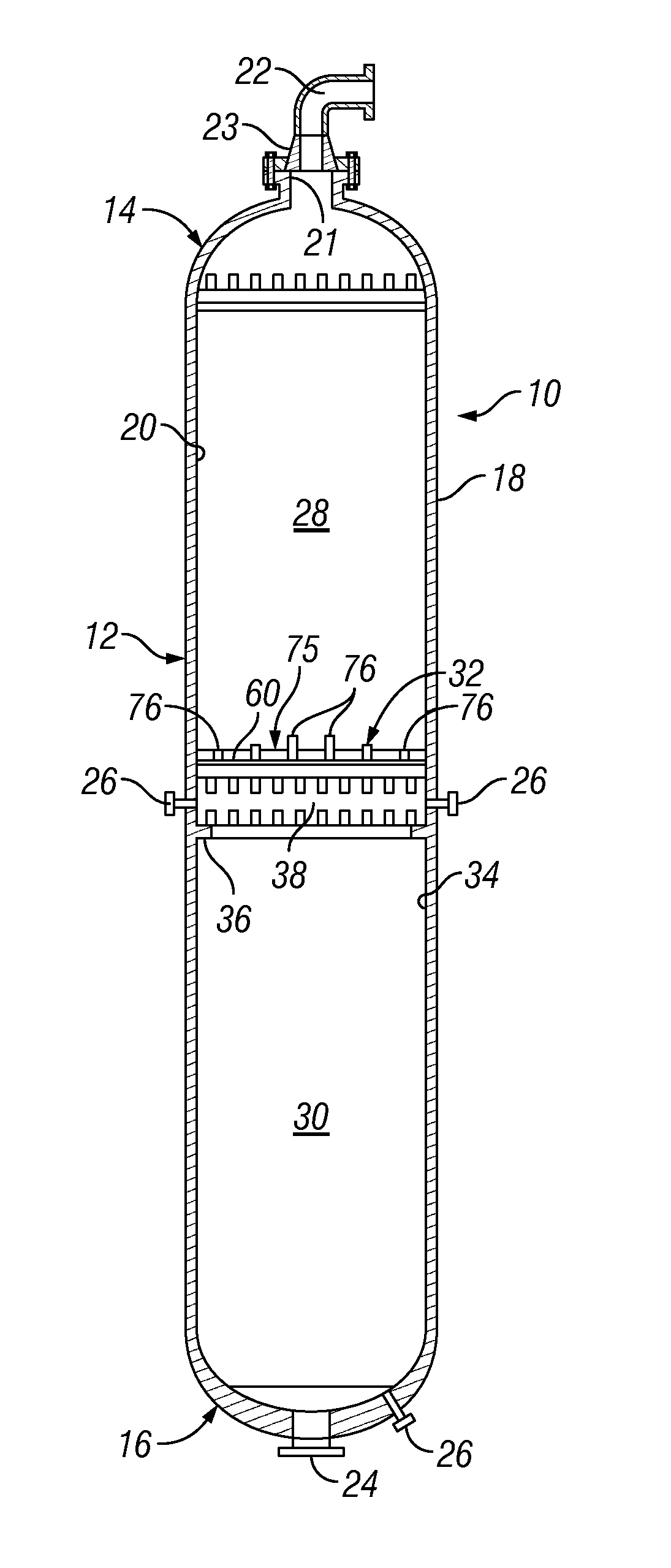 Tray support insers for chemical reactor vessels and methods of use