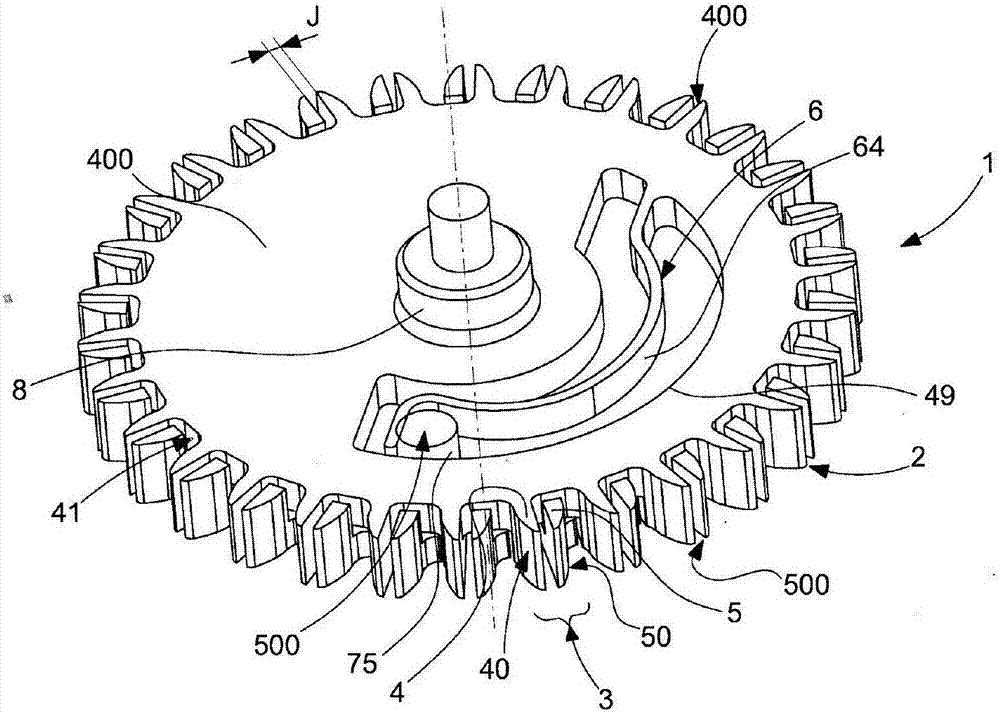 Timepiece wheel with play take-up