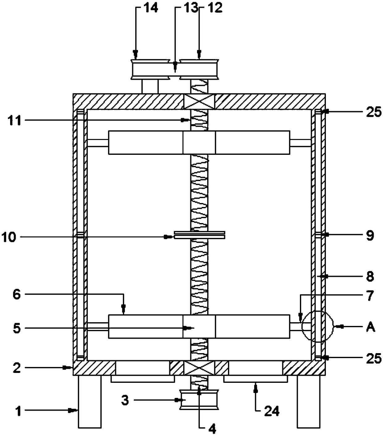 Bidirectional linkage grinding soaking device for waste paperboards