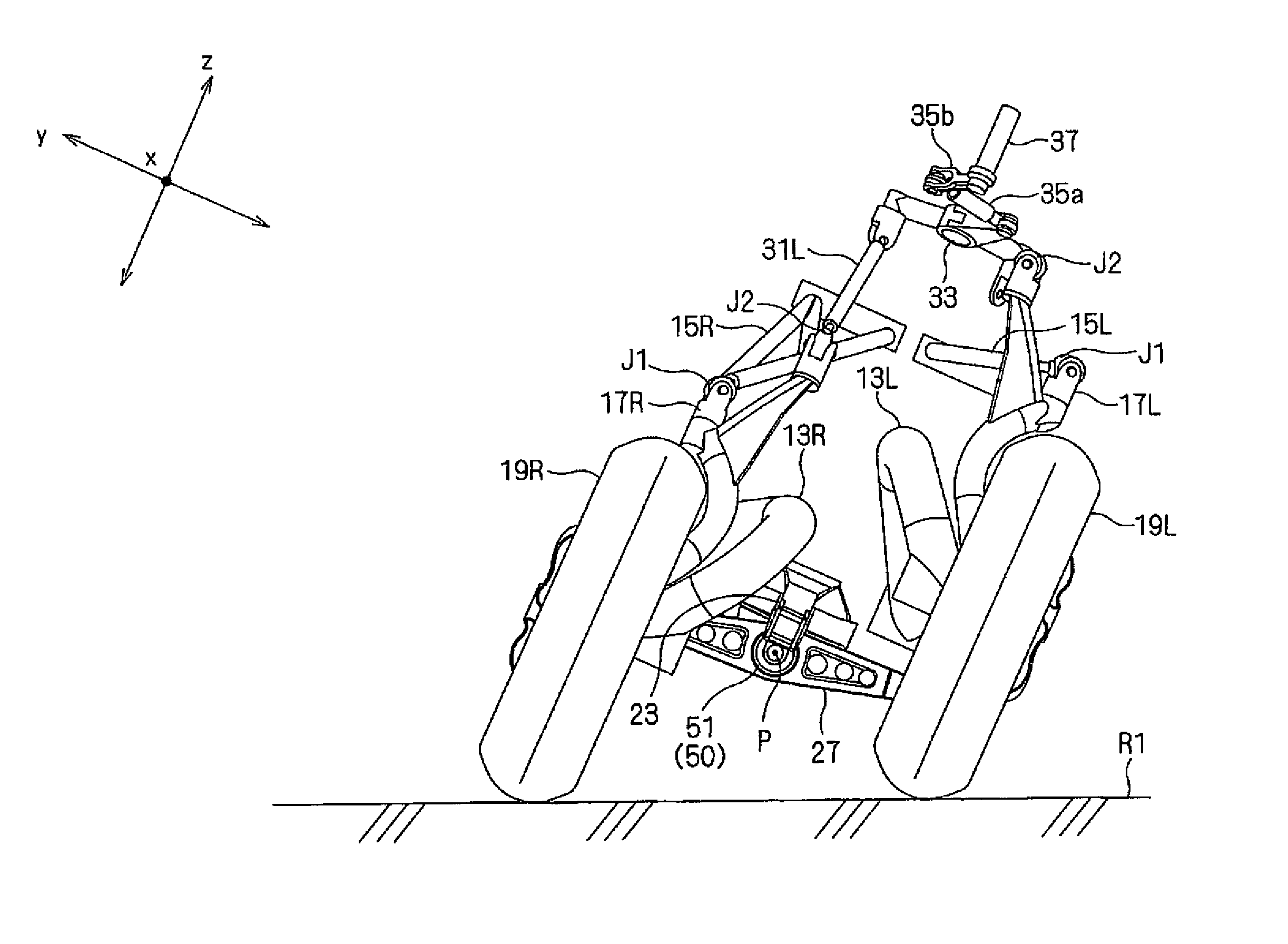 Body leaning control system, and a saddle riding type vehicle having the same
