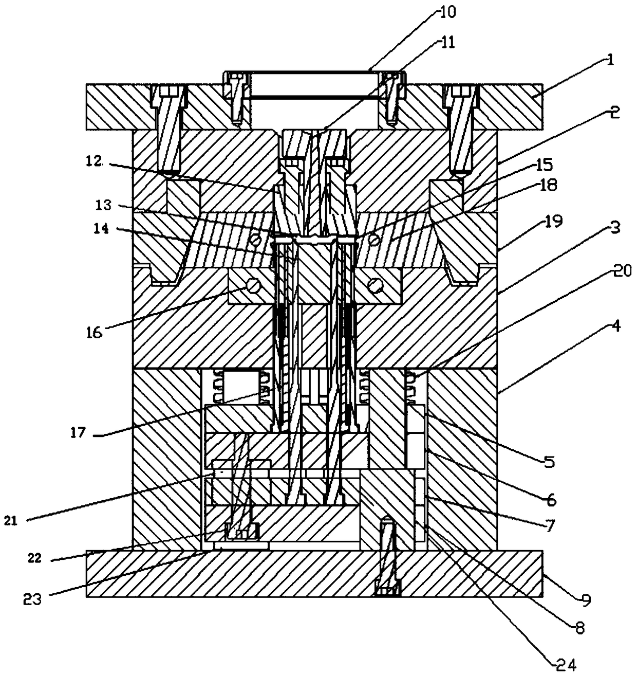 In-mould hot-cutting automatic sprue cutting mould structure