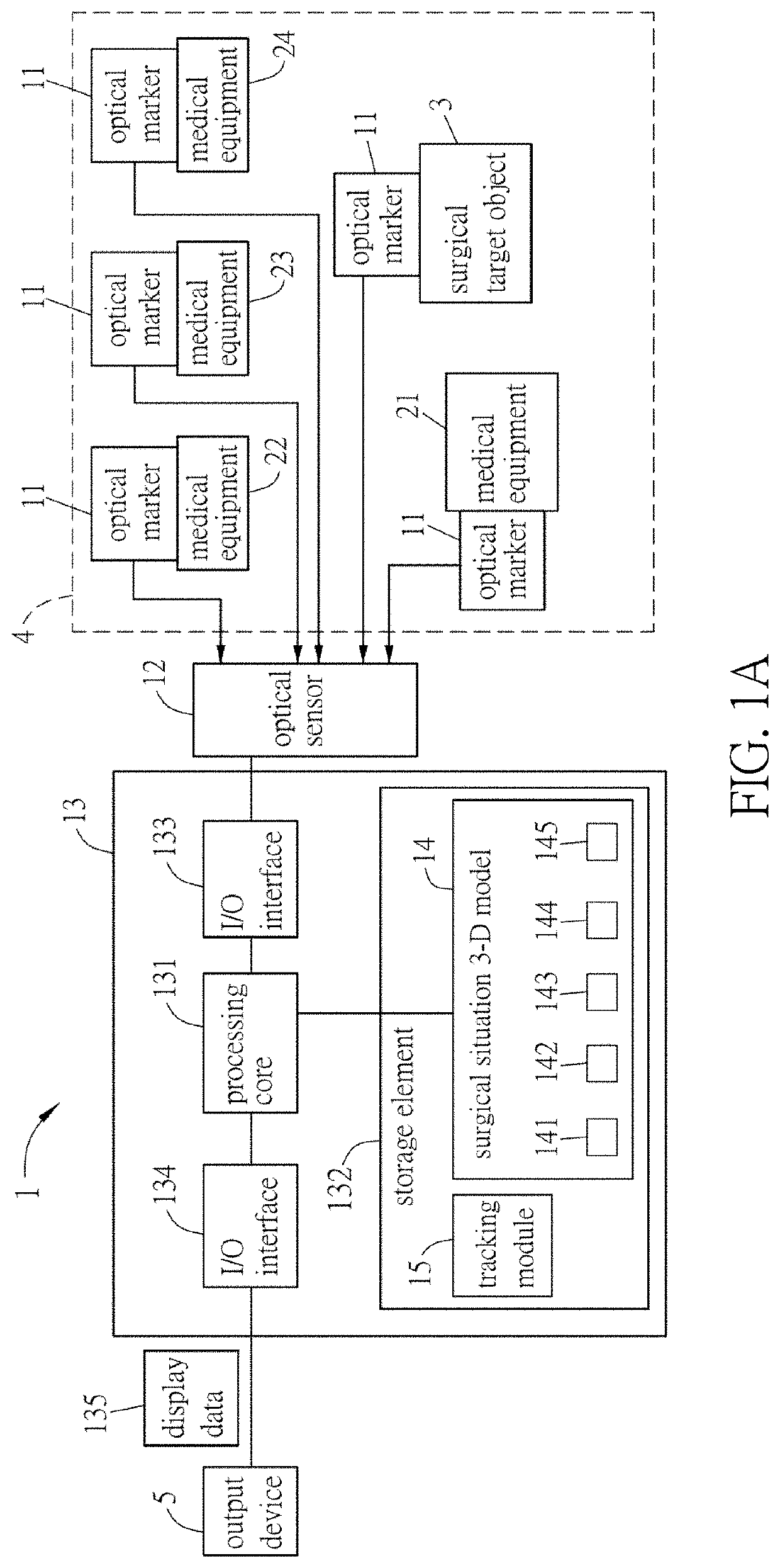 Optical tracking system and training system for medical equipment