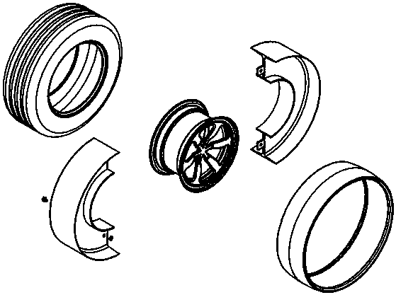 Two combined semi-circular aluminum alloy hub sleeve rings mounted on hub