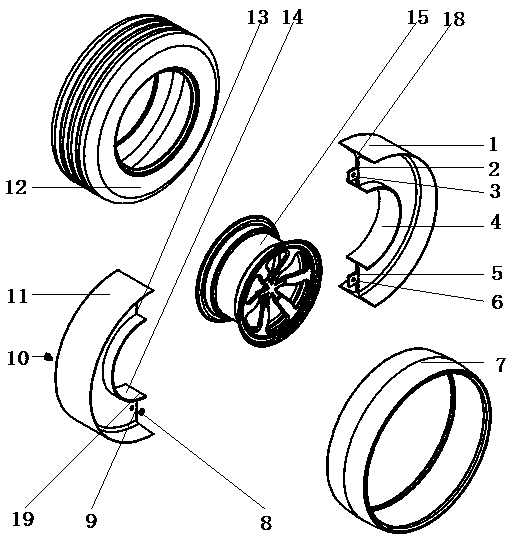 Two combined semi-circular aluminum alloy hub sleeve rings mounted on hub