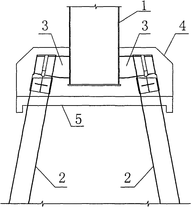 Multi-pile bearing platform foundation based connecting structure between fan tower drum and pile foundation