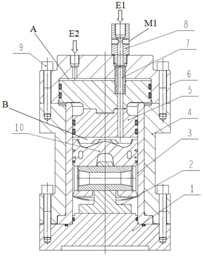High explosion pressure simulation device for fatigue test of piston components