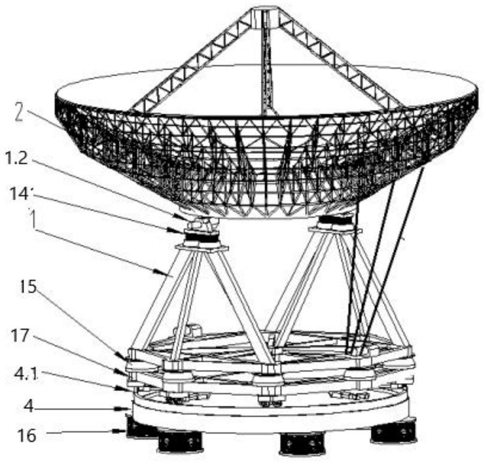 Large-scale antenna with combined shock isolation and absorption structure