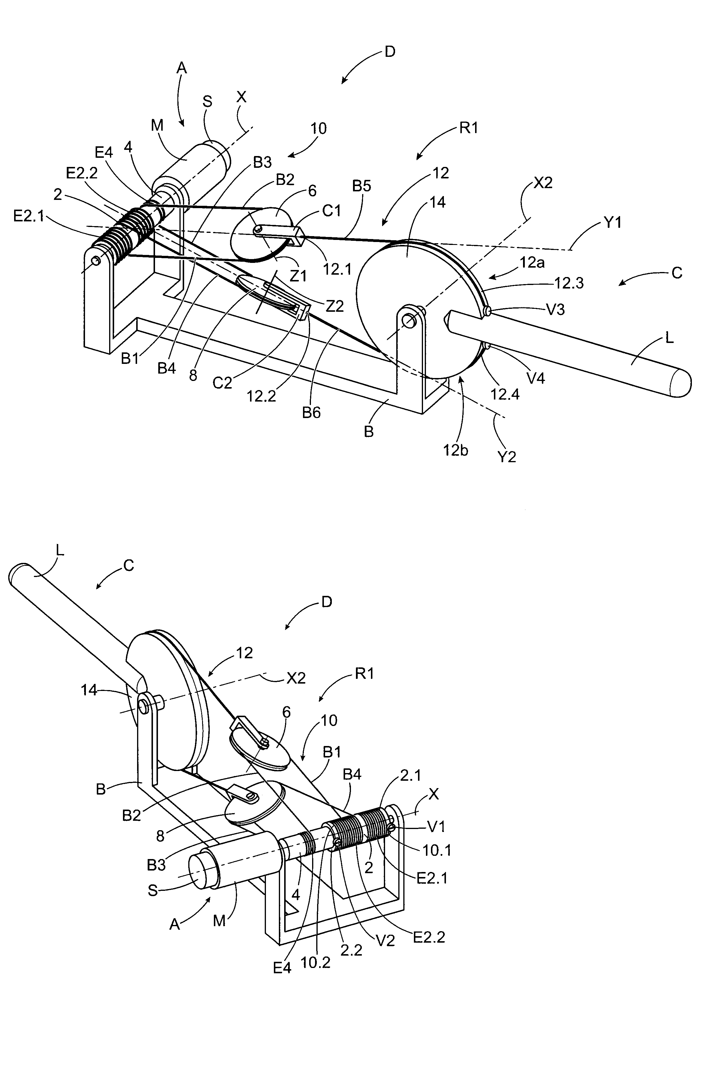 Reducing device having a high reduction ratio, robot and haptic interface comprising at least one such reducing device