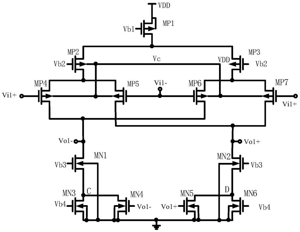 Low voltage self-modulation variable gain amplifier circuit and hybrid integrated circuit