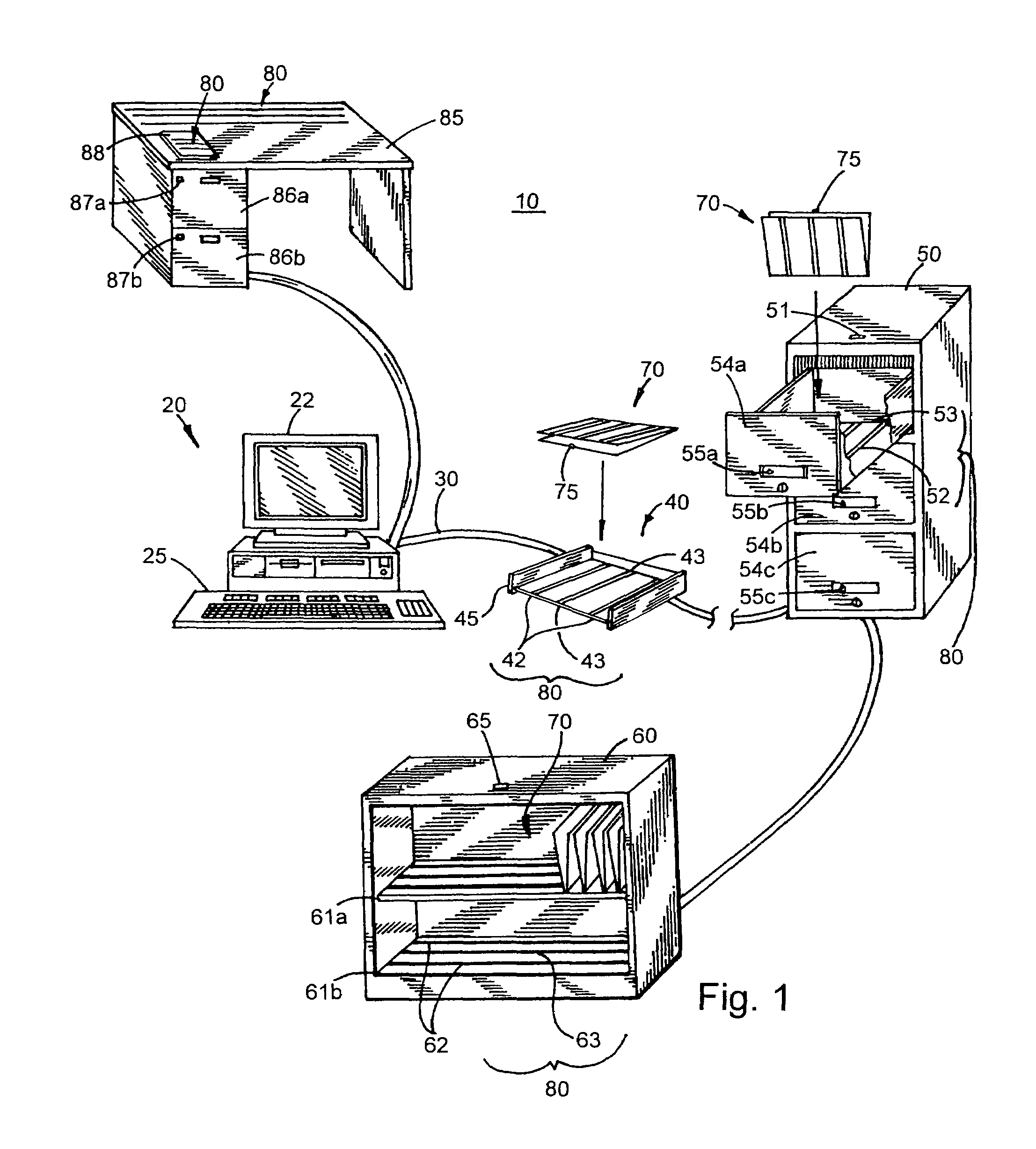 Electronic system, components and method for tracking files