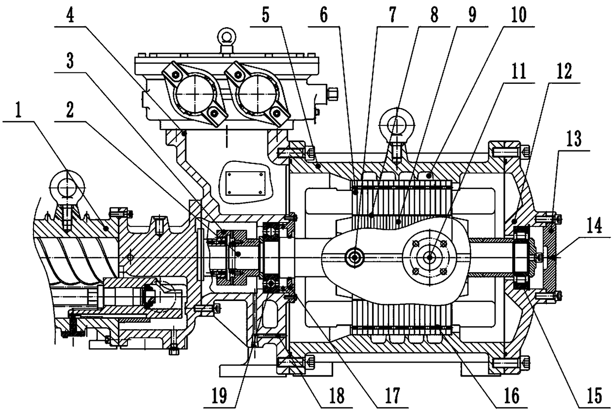 A semi-hermetic screw refrigeration compressor based on oil-cooled motor