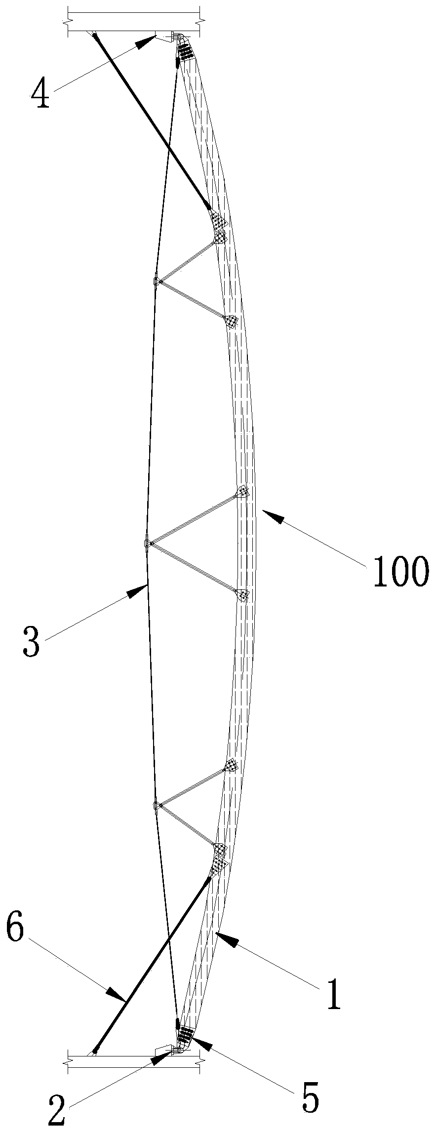 Assembly type large-span wooden beam string structure hoisting construction method