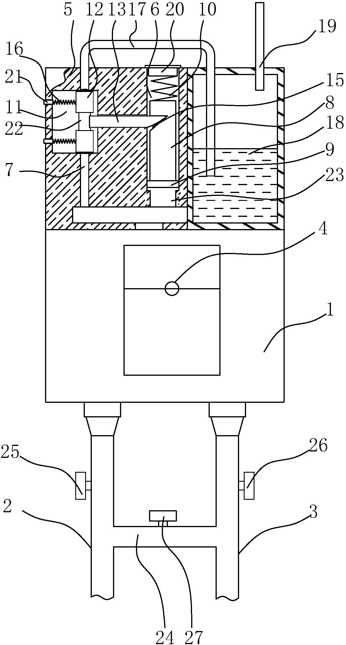 Circuit breaker hydraulic exhaust