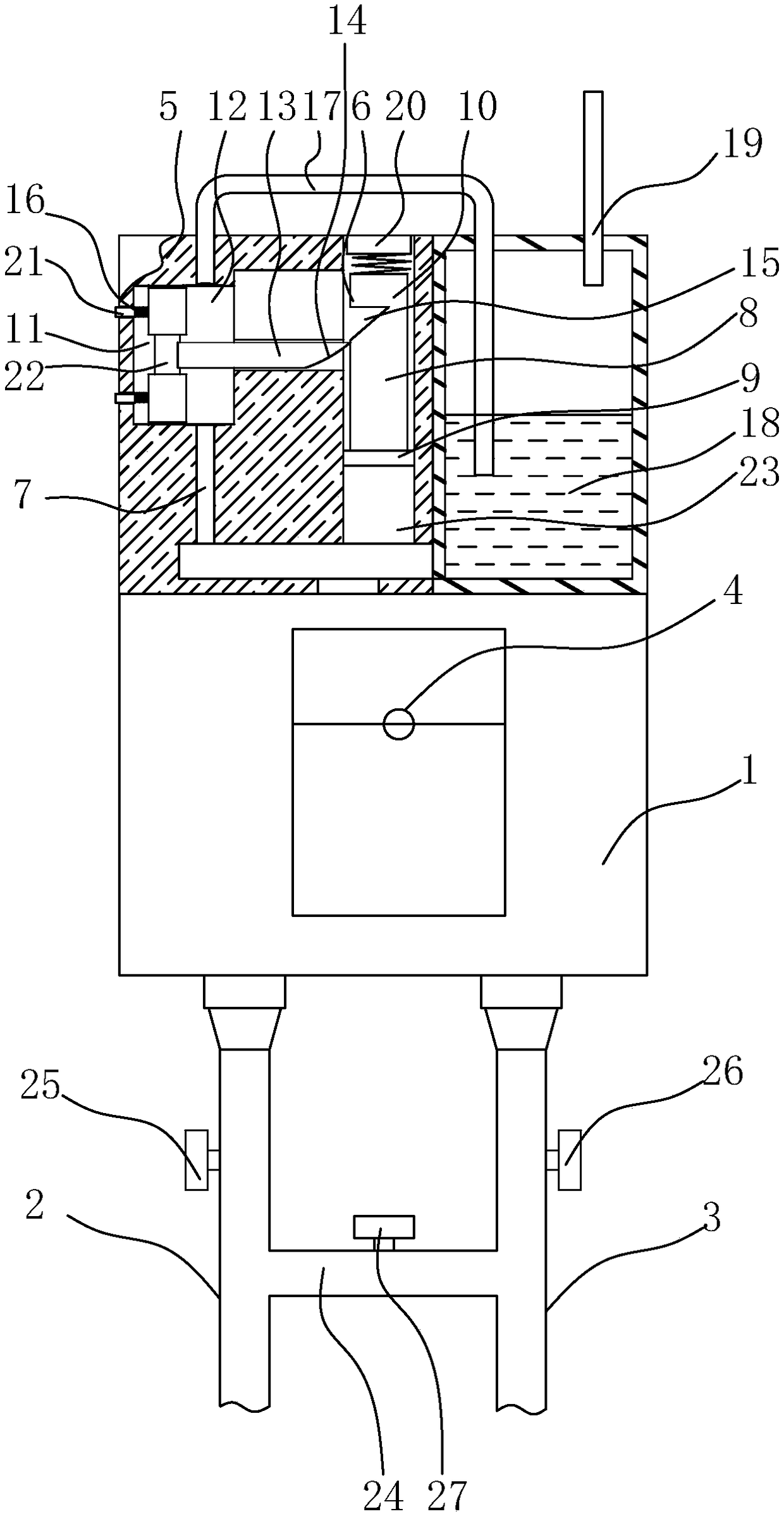 Circuit breaker hydraulic exhaust