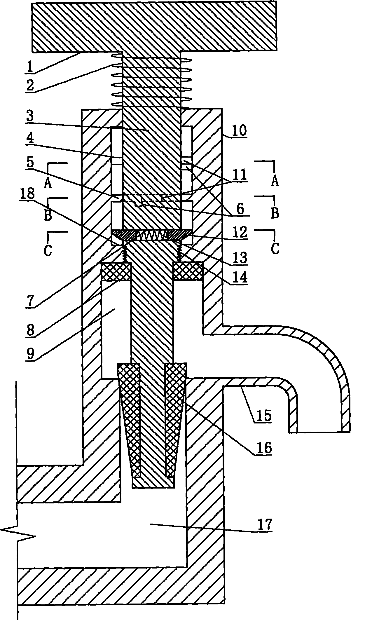 Flow speed sectioned quick water-saving faucet