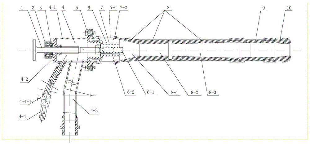 Gas spray gun for glass melting furnace