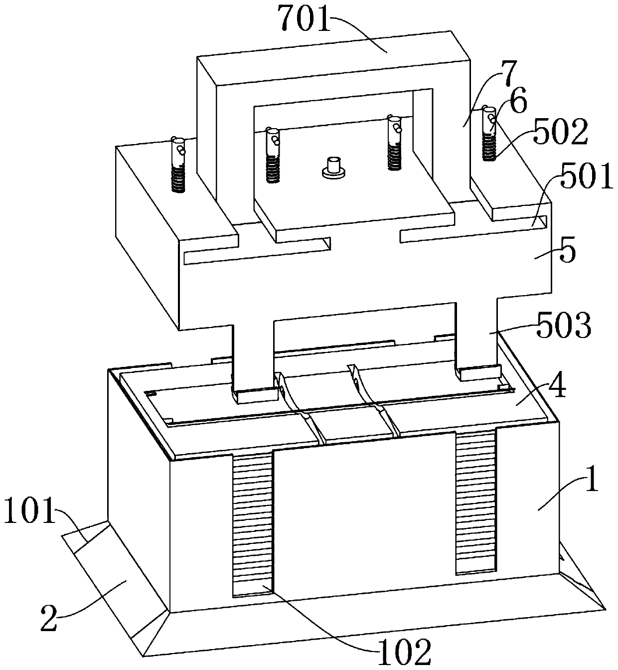 Pressing auxiliary punching device based on automobile carbon fiber part machining