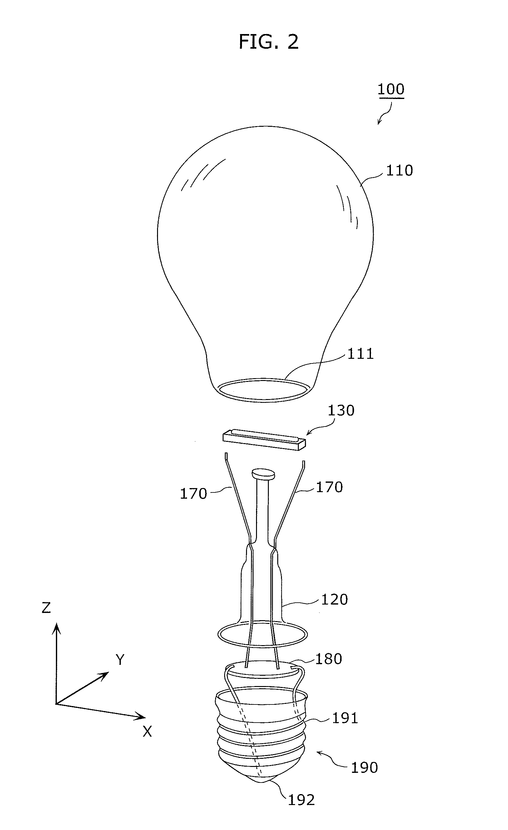 Light-emitting device, light bulb shaped lamp and lighting apparatus