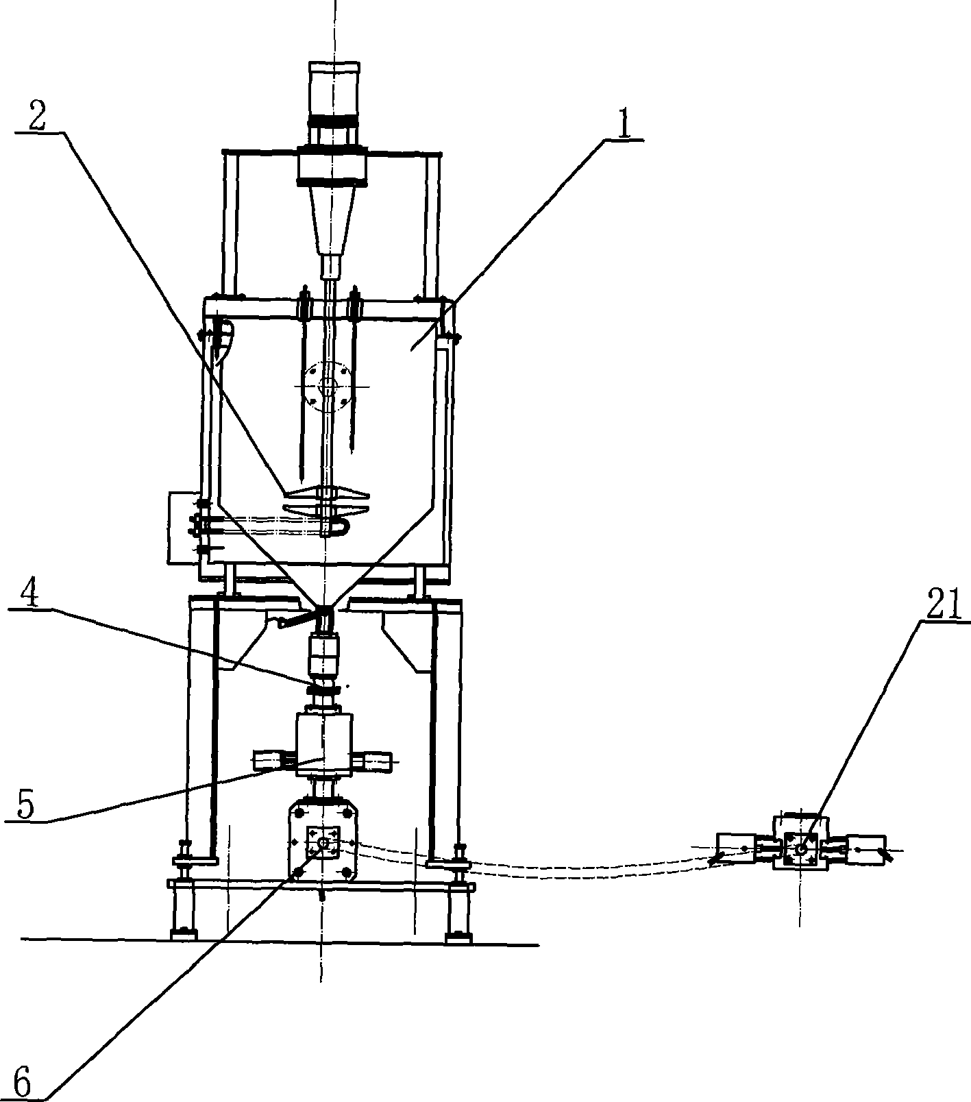 Material injecting device of magnetic material hydraulic press