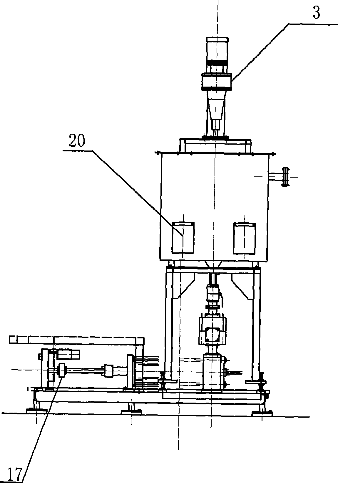 Material injecting device of magnetic material hydraulic press