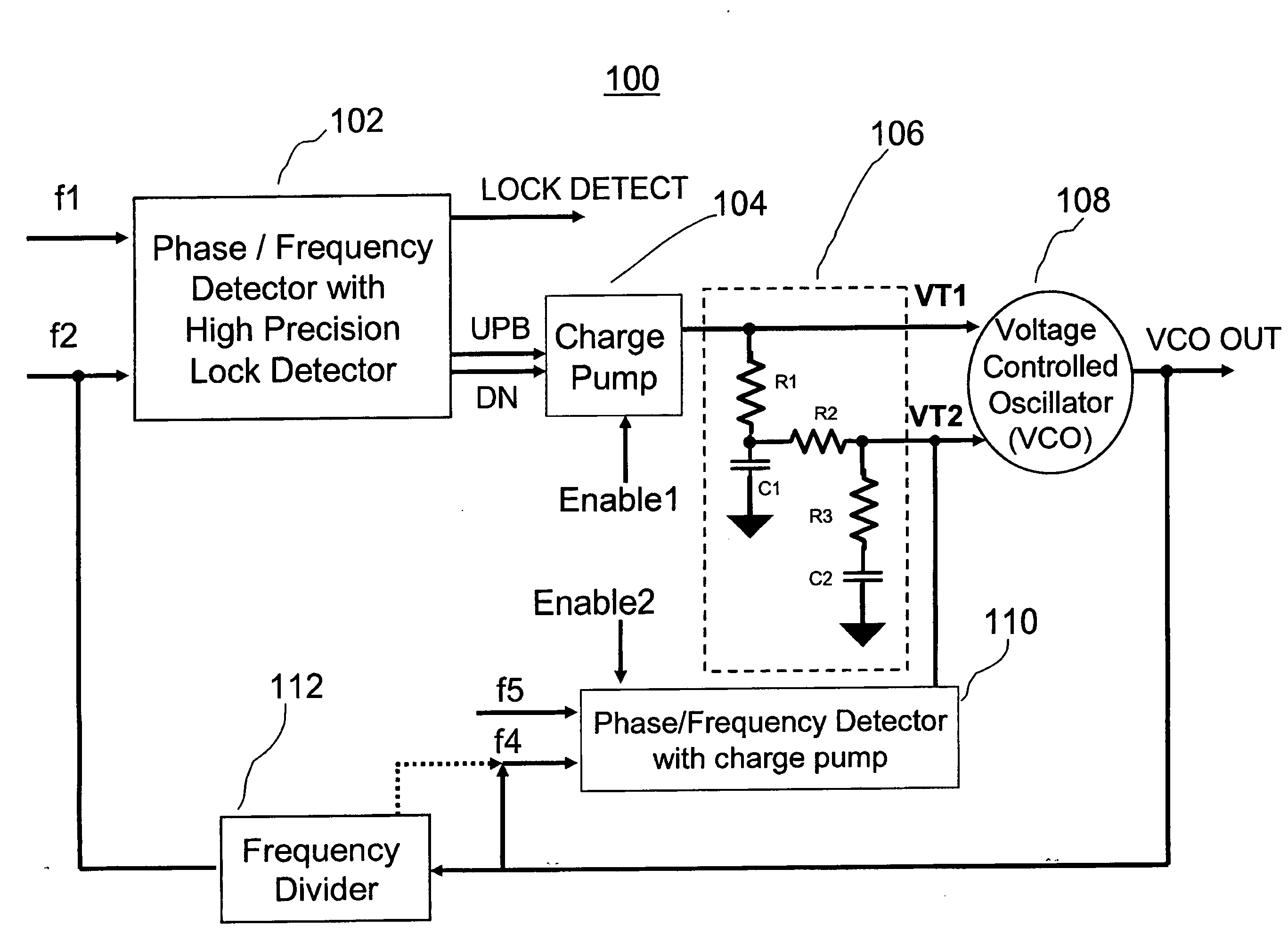 Low noise phase locked loop with a high precision lock detector