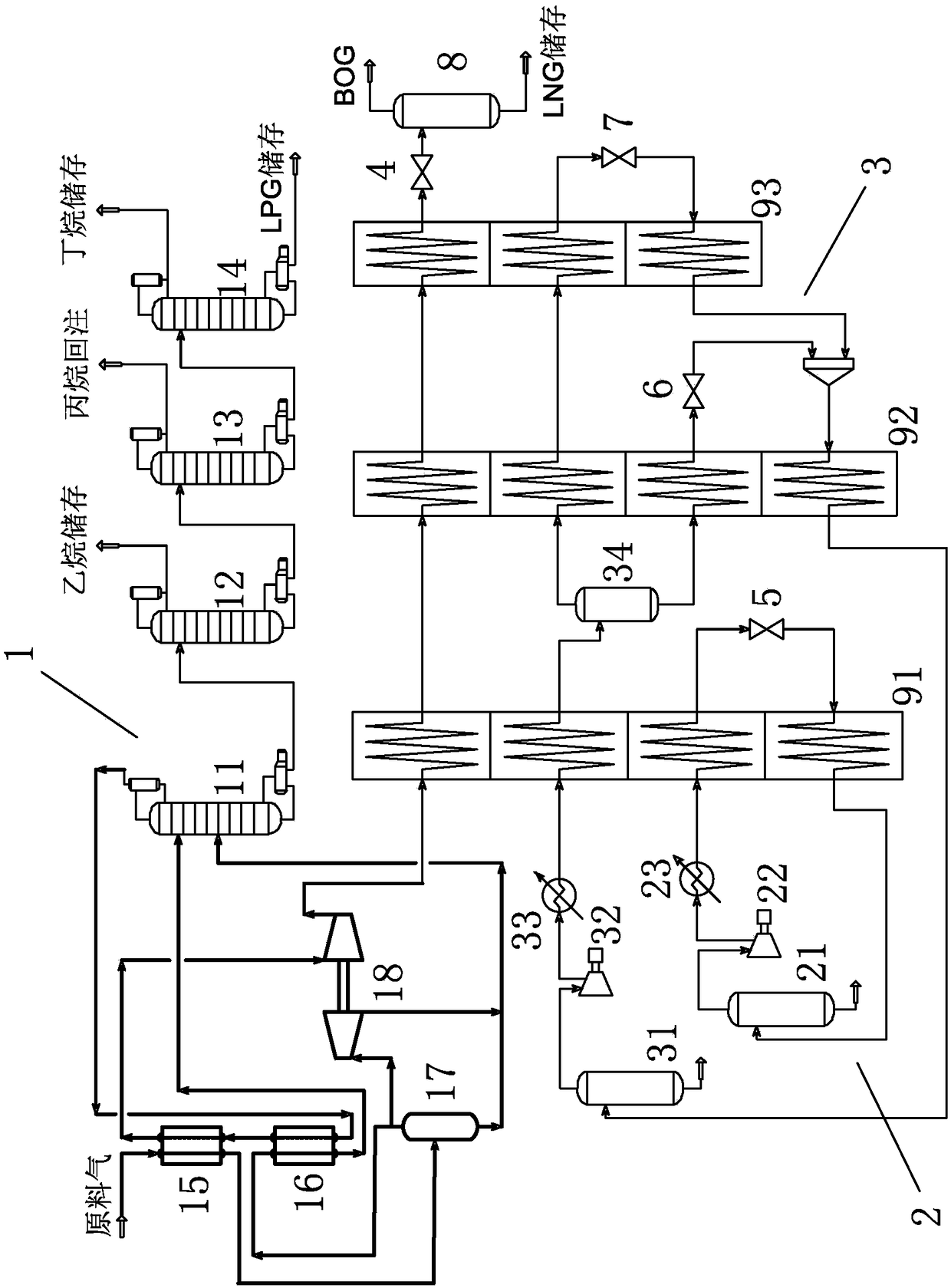 Offshore natural gas liquefying system