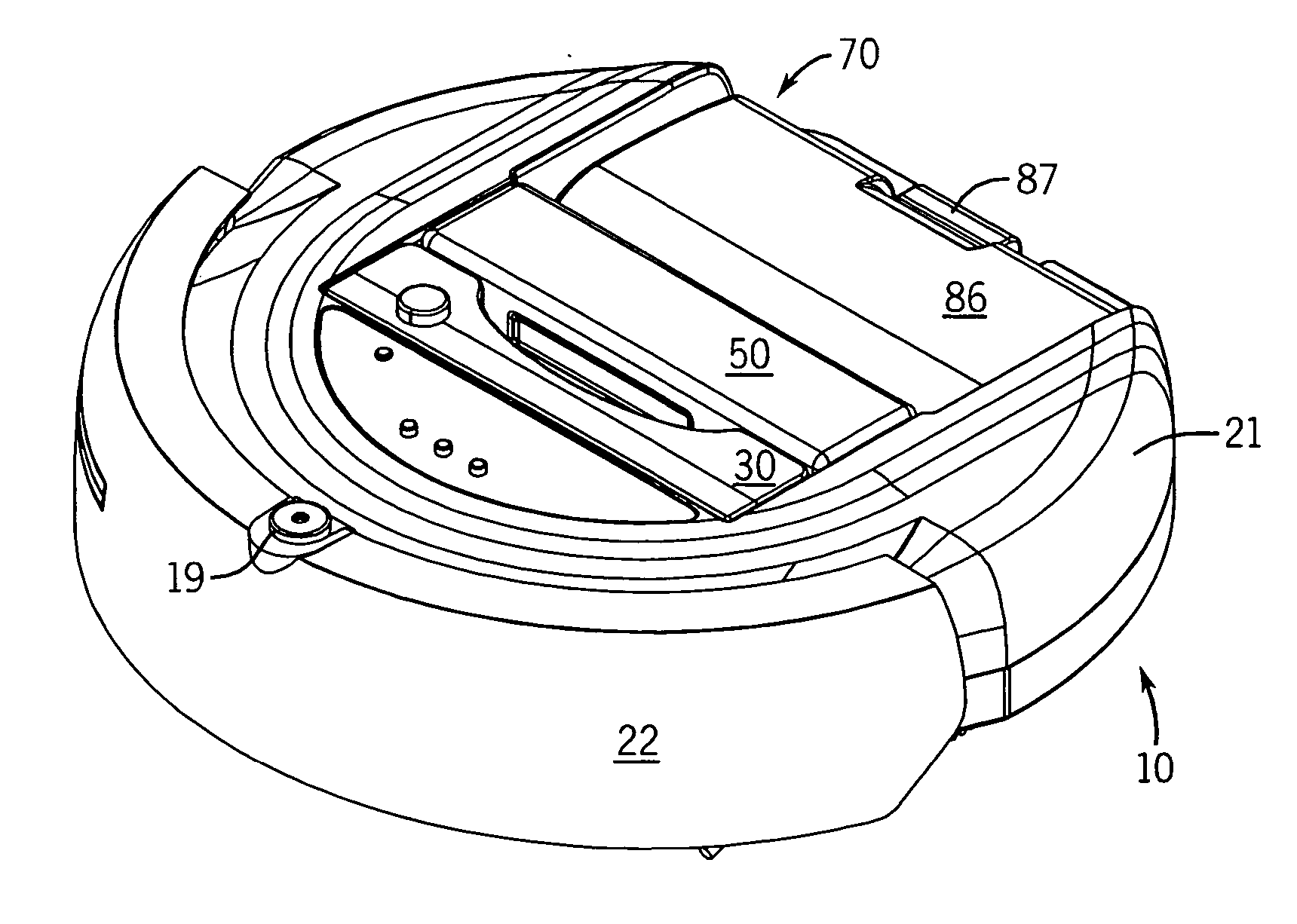 Surface treating device with top load cartridge-based cleaning systsem