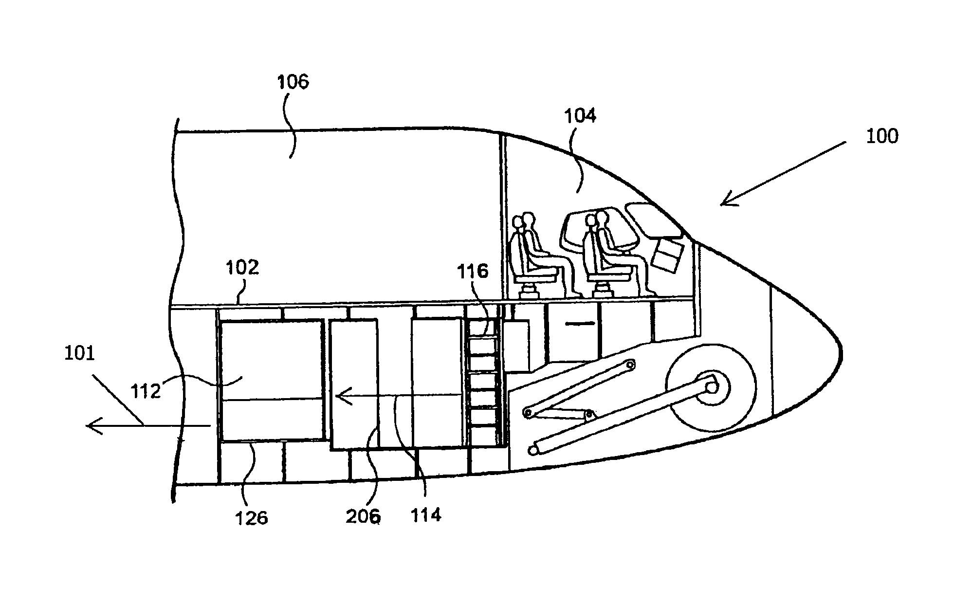 Hold layout device for an aircraft for crew-member rest and aircraft comprising same