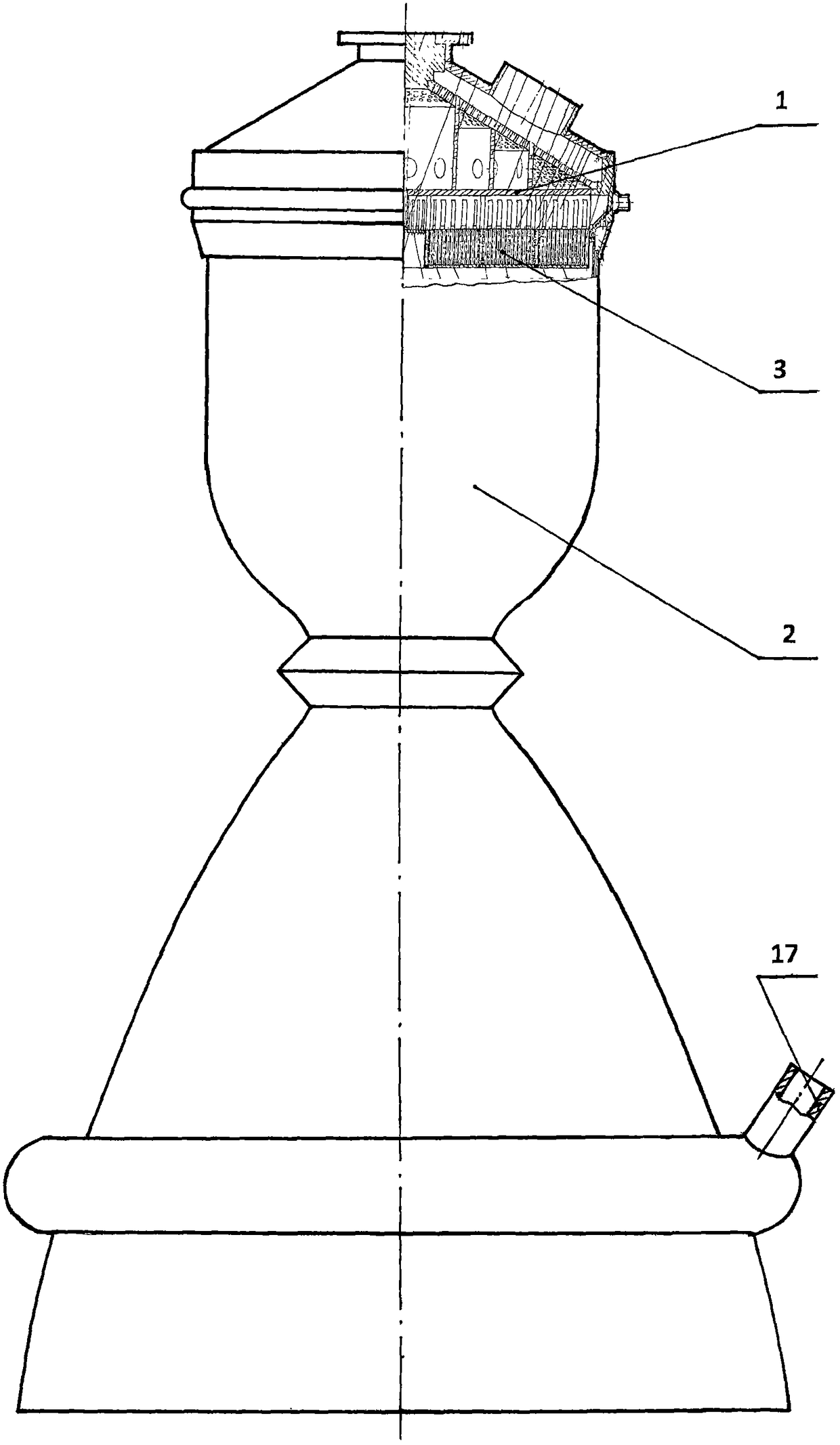 Series of rocket thrust chambers with direct-current heads and cooling discharge partition plates