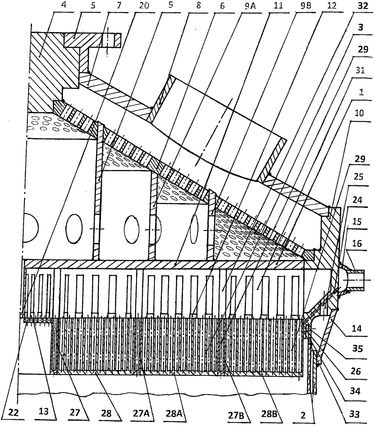 Series of rocket thrust chambers with direct-current heads and cooling discharge partition plates