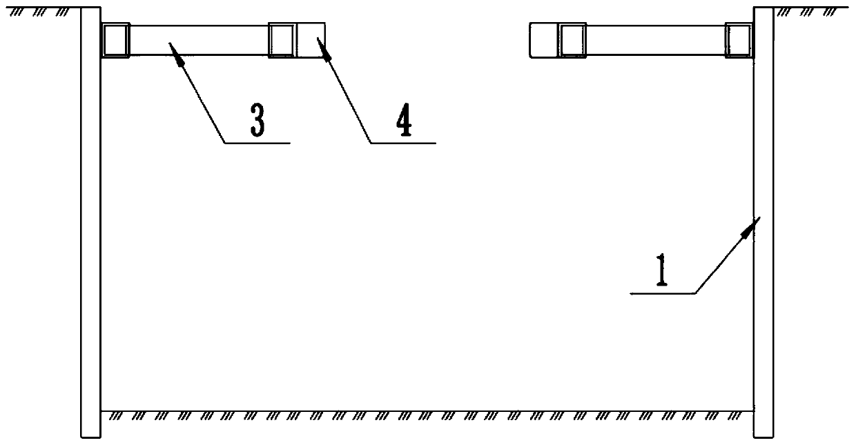 Square deep foundation pit non-build-in concrete wall supporting structure