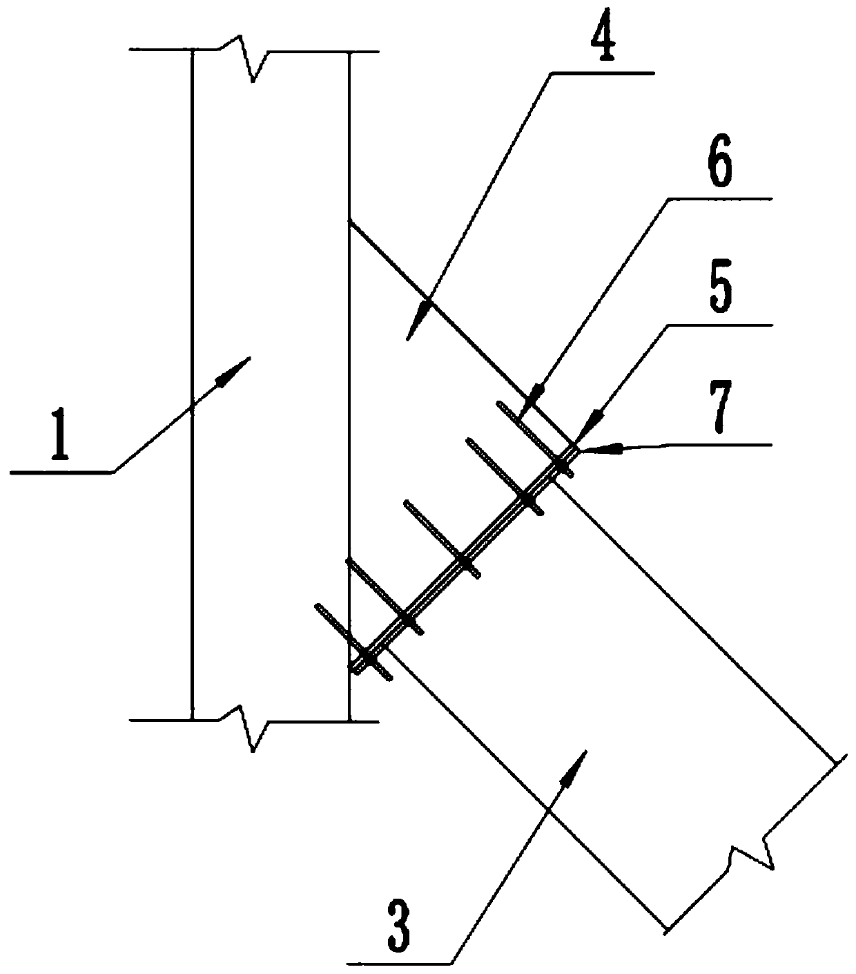 Square deep foundation pit non-build-in concrete wall supporting structure