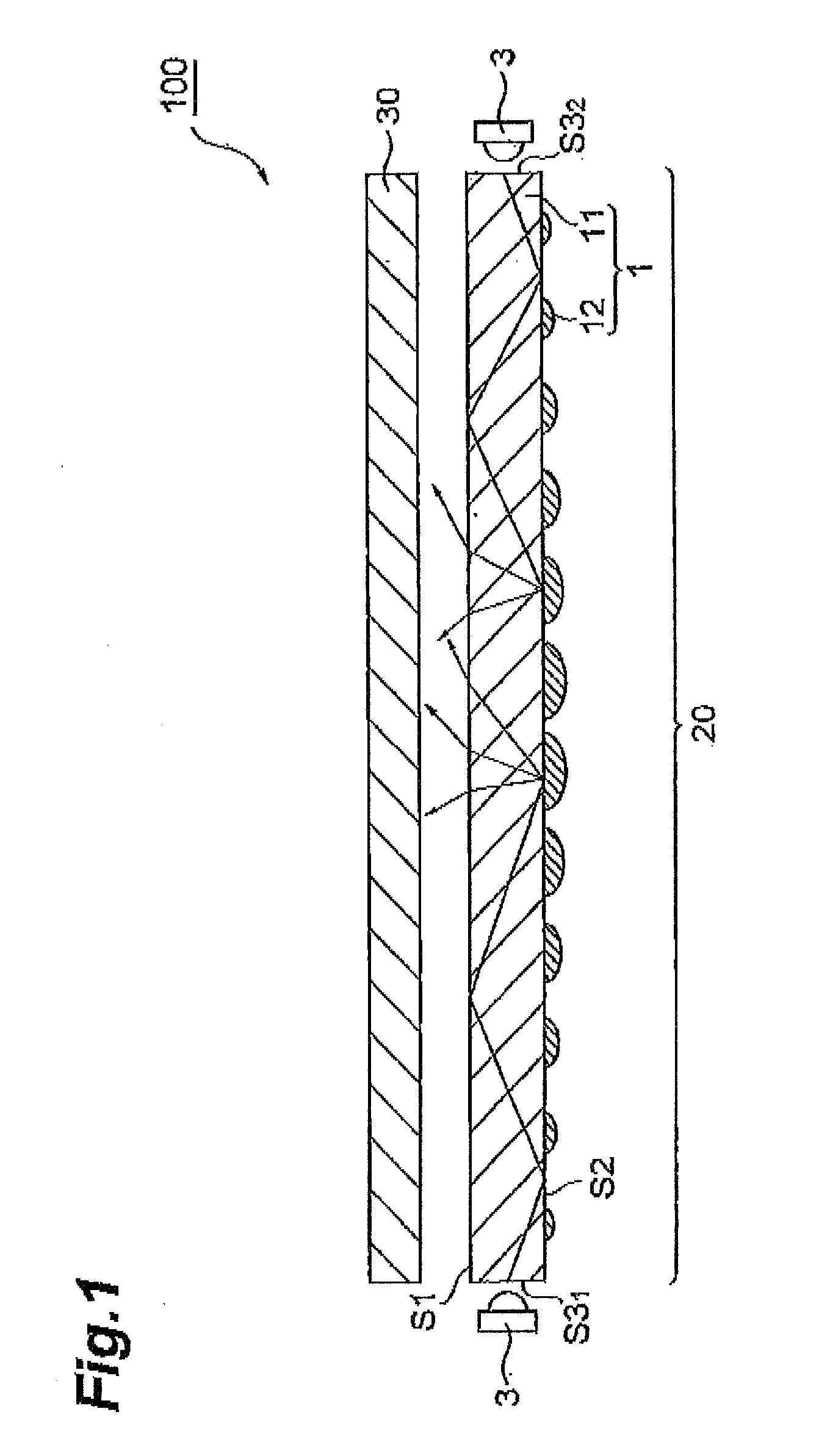 Light guide plate, surface light source device, transmission-type image display device, method of manufacturing light guide plate, and ultraviolet curing type ink-jet ink for light guide plate