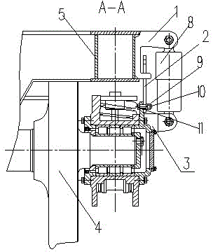 Hitching device for rail car frame and bearing box