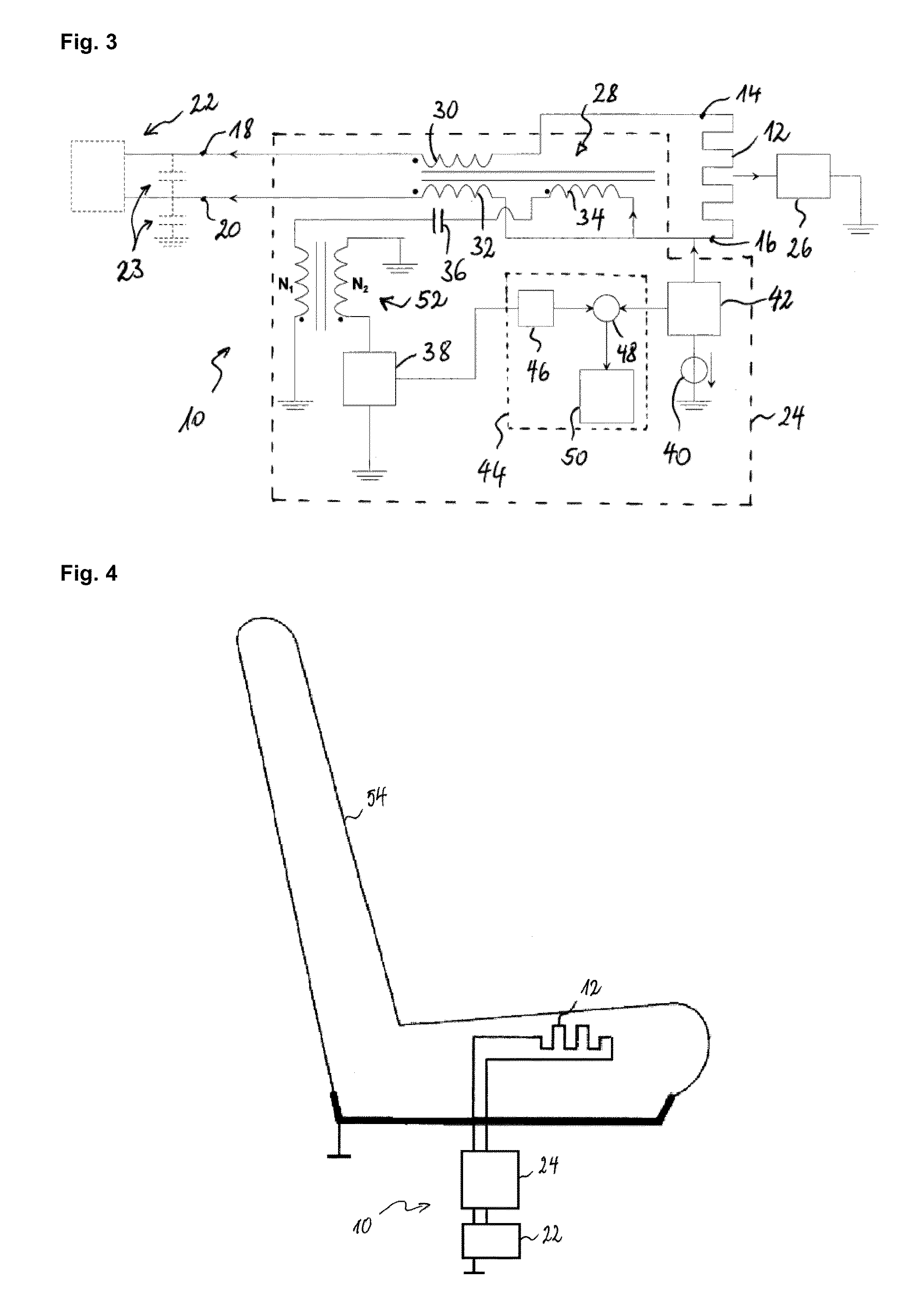 Capacitive sensing system able of using heating element as antenna electrode