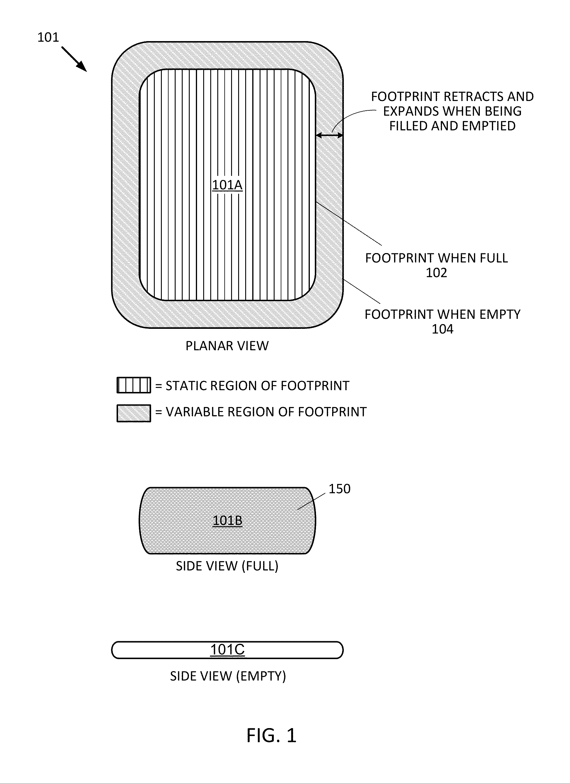 Methods and apparatuses for determining the volume of a substance in a flexible tank