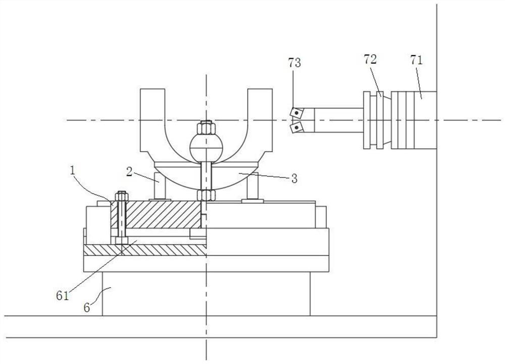 Valve ball fixing device and shaft hole machining device