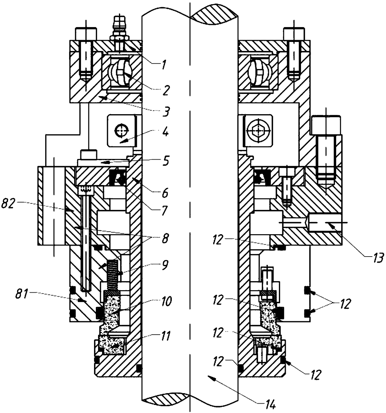 Anhydrous mechanical shaft sealing structure of bearing support for a side entry type stirrer