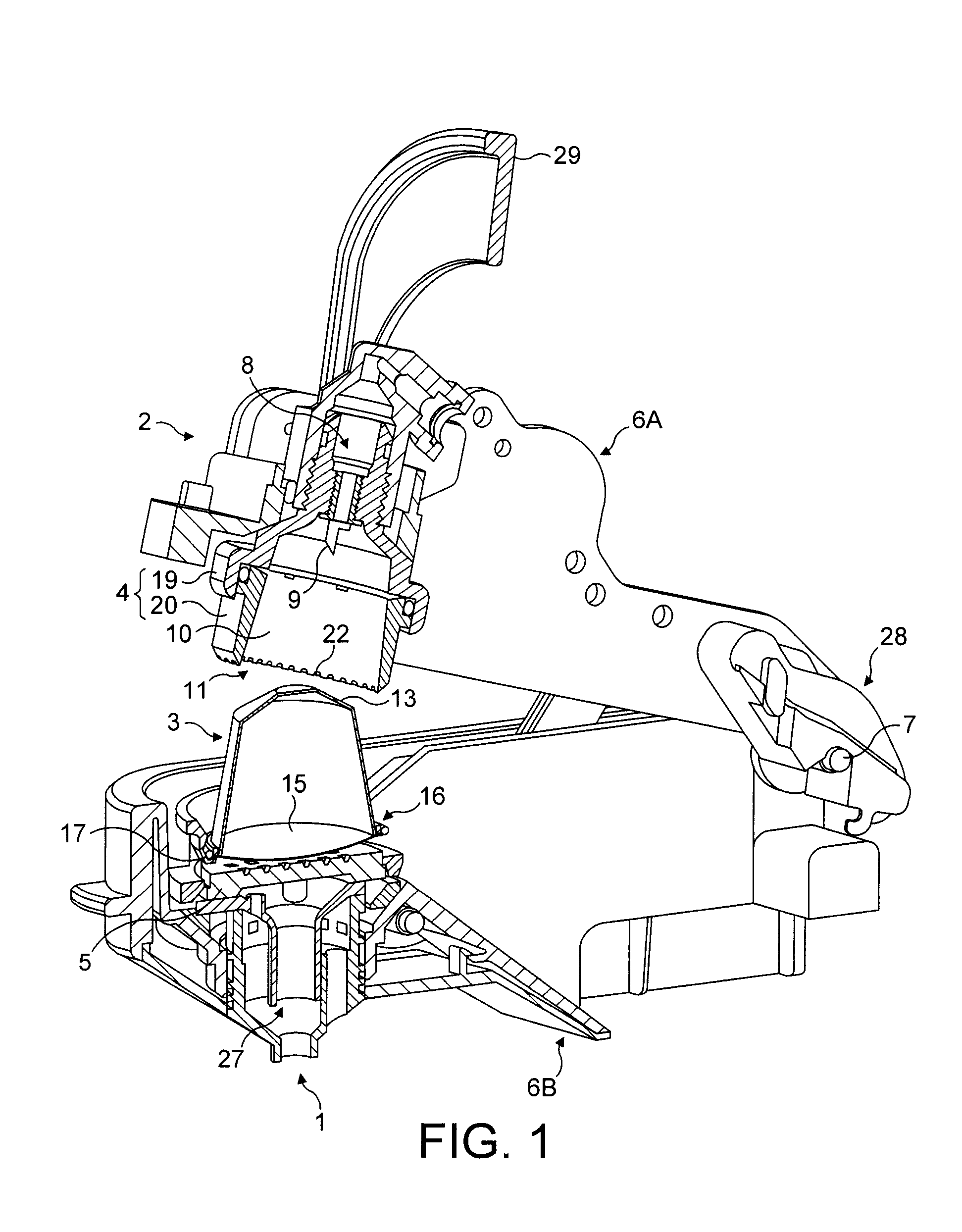 Sealing adapter for a beverage extraction system suitable for preparing a beverage from cartridges