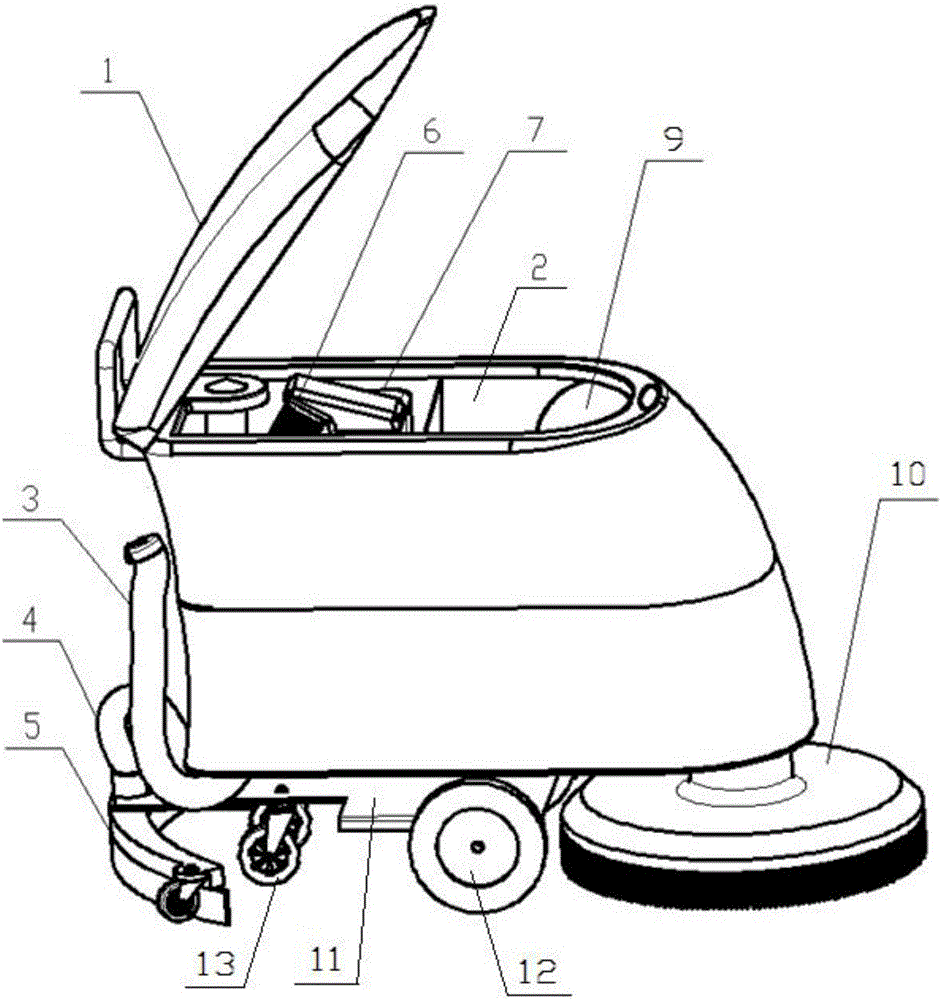 Ground washing machine with dynamically-adjustable water-tank volume