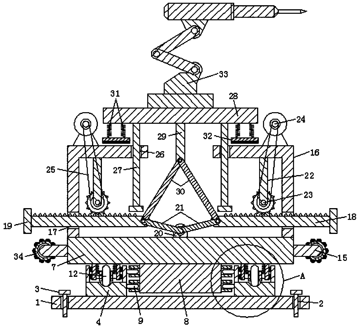 A welding robotic device with a ground track