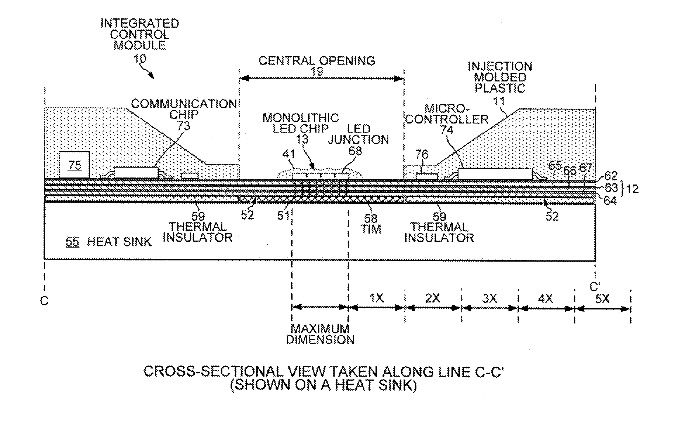 Monolithic LED chip in an integrated control module with active circuitry