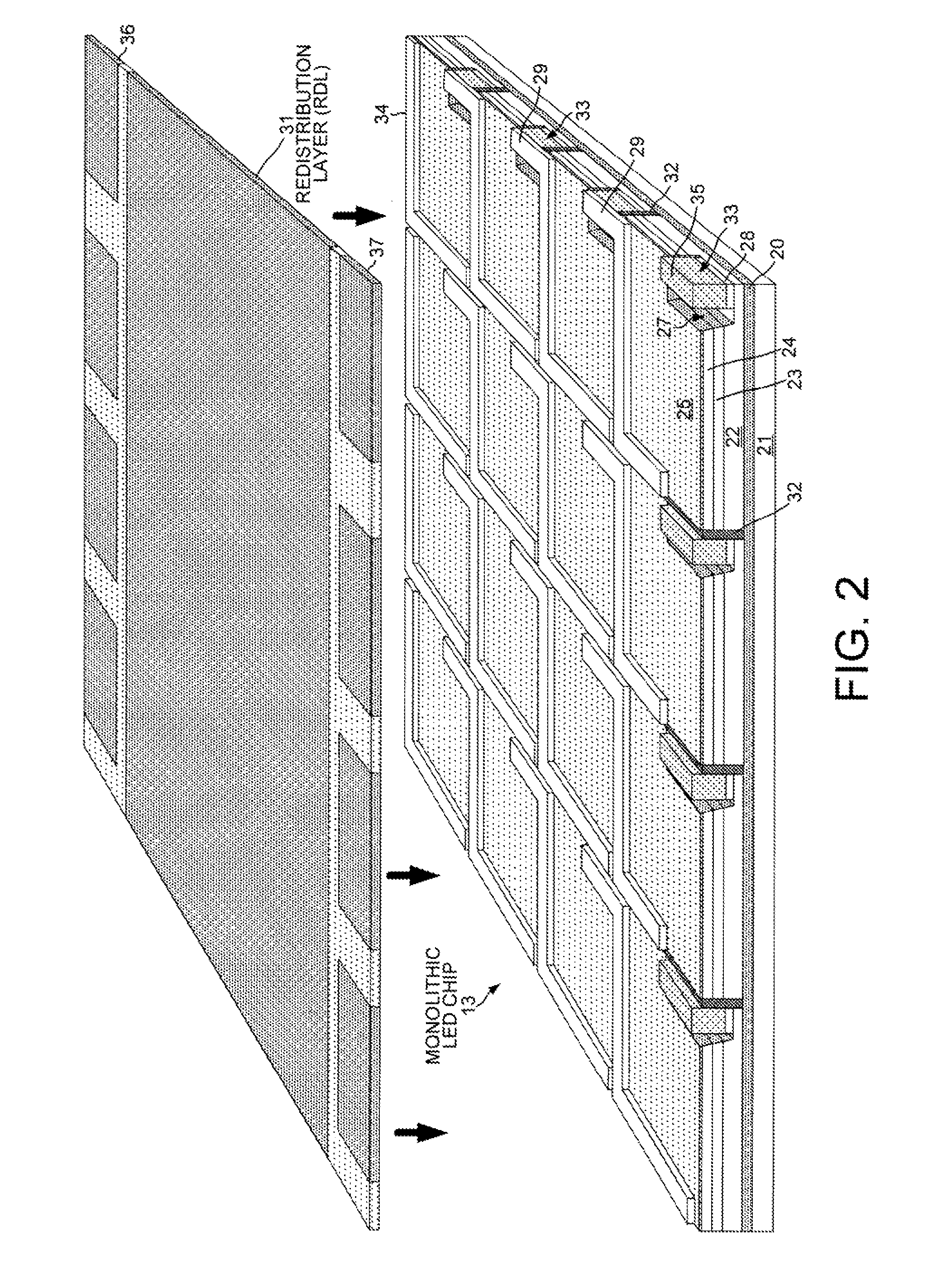 Monolithic LED chip in an integrated control module with active circuitry