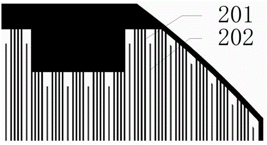 A grid line electrode structure on the back surface of a monocrystalline silicon solar cell and a monocrystalline silicon solar cell