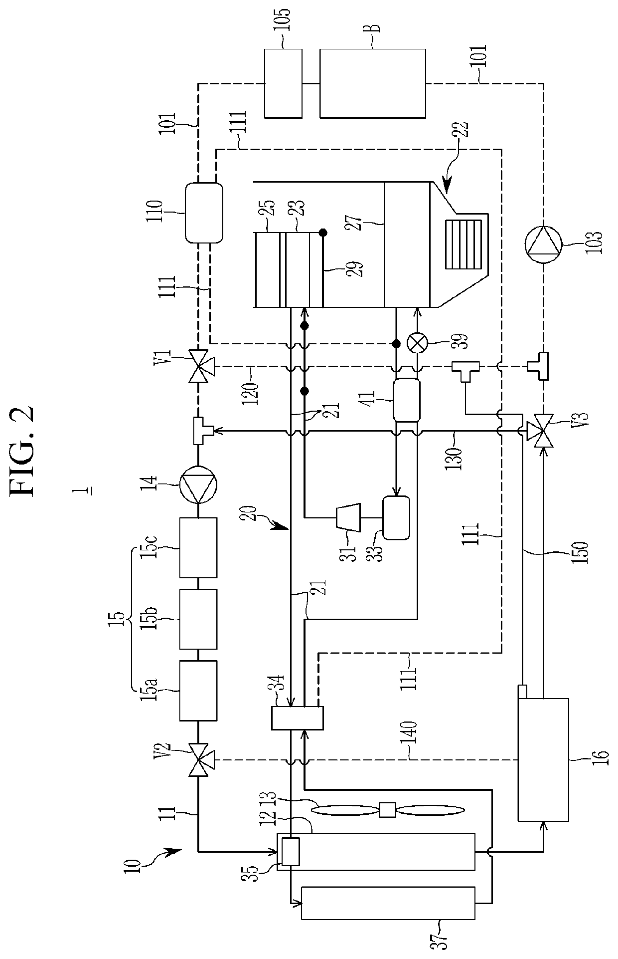 Heat pump system for vehicle