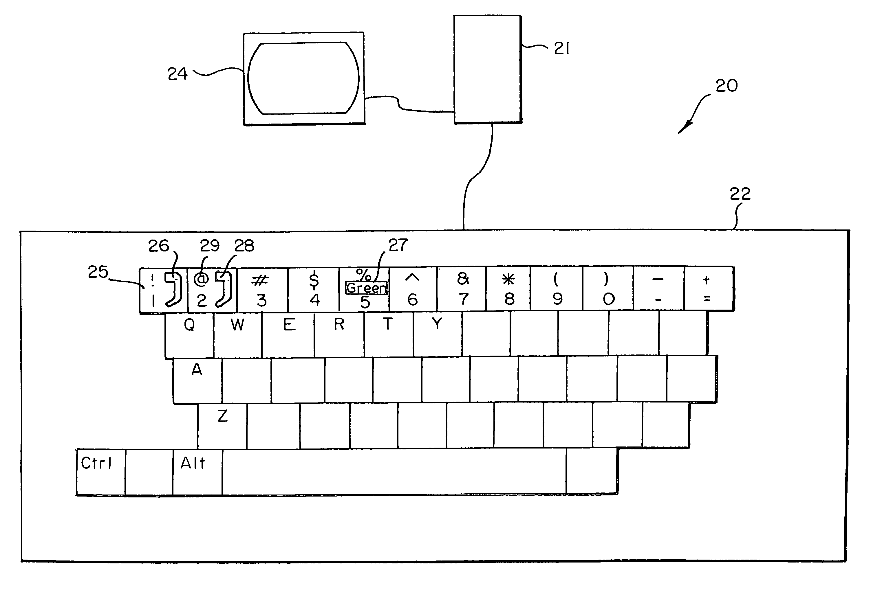 Color encoded keyboard and method