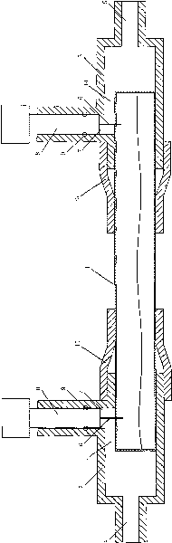 Puncture device of gold pipe and collection device of trace hydrogen sulfide generated by thermal simulation in gold pipe